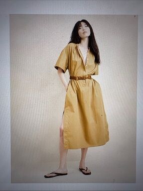 Banana Republic Factory Poplin Kaftan Maxi Oversize Beige Dress Size Medium